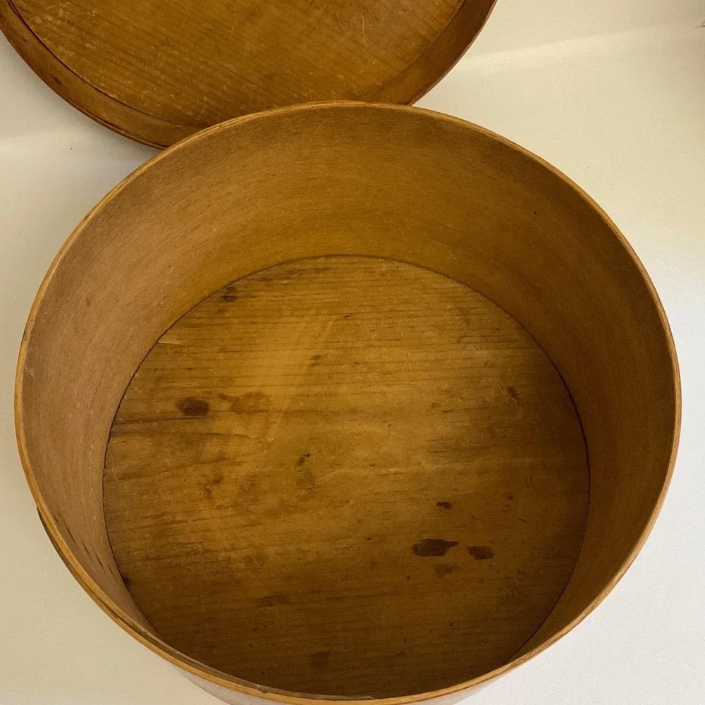 Antique Round Bentwood Wooden Pantry Box 1898 Handwritten Inscription 10 Inch